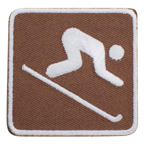 Downhill Skiing Applique Patch - Park Sign Recreational Activity 2" (Iron on) - Patch Parlor