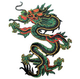 Green Dragon Applique Patch Set - Power, Strength, Good Luck Badge 4.5" (2-Pack, Iron on) - Patch Parlor