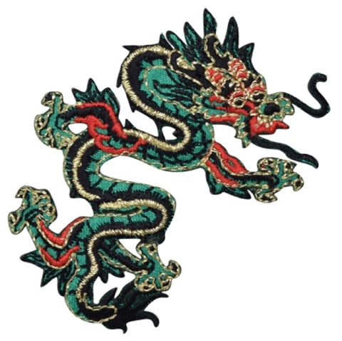 Green Dragon Applique Patch - Power, Strength, Good Luck Badge 3" (Iron on) - Patch Parlor