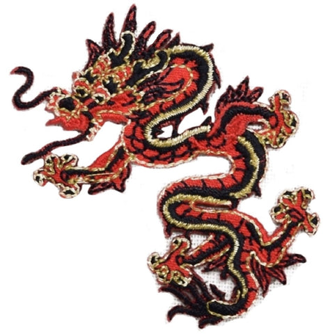 Large Red And Blue Dragon Embroidered Applique Iron On - Temu