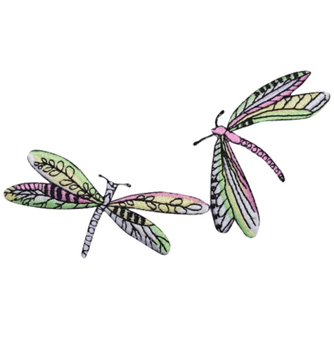 Pair of Dragonflies Applique Patch - Dragonfly Couple, Bug, Insect 4" (Iron on) - Patch Parlor