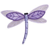 a purple dragonfly patch on a white background