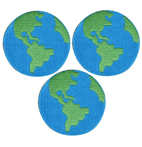 Small Planet Earth Applique Patch - Outer Space Solar System 1.5" (3-Pack, Iron on)