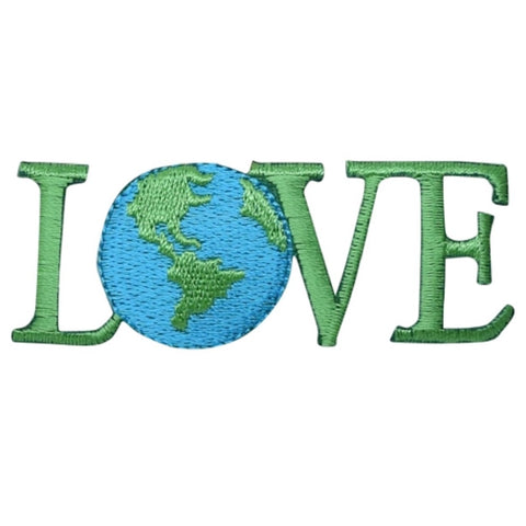 Love Applique Patch - Planet, Earth Day, Environmental Badge 2-5/8" (Iron on) - Patch Parlor