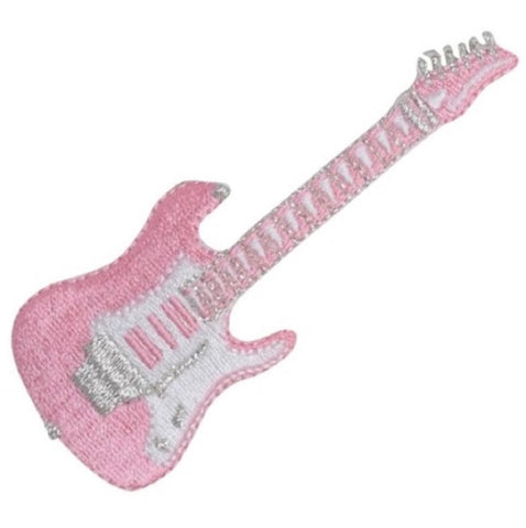 Electric Guitar Applique Patch - Pink Rock & Roll Blues Jazz 3.25" (Iron on) - Patch Parlor