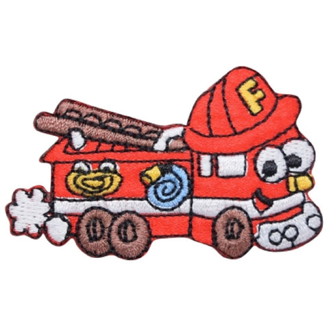 Fire Truck Applique Patch - Fire Engine, Firefighter Badge 2-3/8" (Iron on) - Patch Parlor