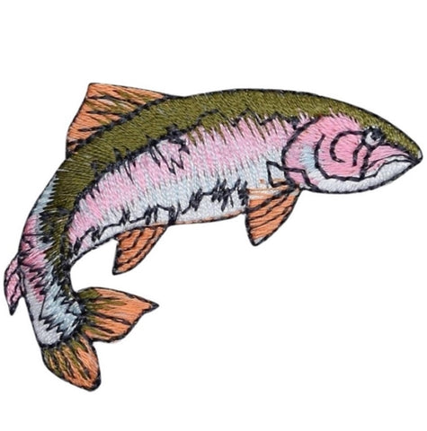 Fish Applique Patch - Rainbow Trout, Fishing Badge 2-1/8" (Iron on) - Patch Parlor