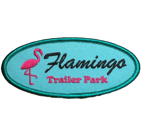 Flamingo Trailer Park Patch - Tropical Bird Badge 4.25" (Iron on) - Patch Parlor