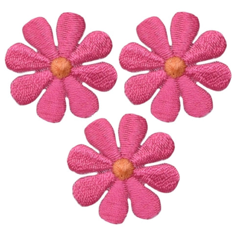 Daisy Applique Patch - Flower, Fuchsia, Orange 1" (3-Pack, Iron on) - Patch Parlor
