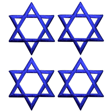 Star of David Applique Patch Set - Blue Hanukkah Jewish Badge 2" (4-Pack, Iron on) - Patch Parlor