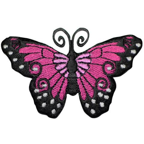 Butterfly Applique Patch - Fuchsia & Pink Insect Wings Antennae 3" (Iron on)