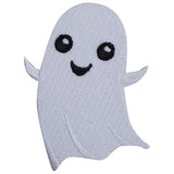 Ghost Applique Patch - Embroidered Smiling Ghoul Halloween Badge 2.75" (Clearance, Iron On)