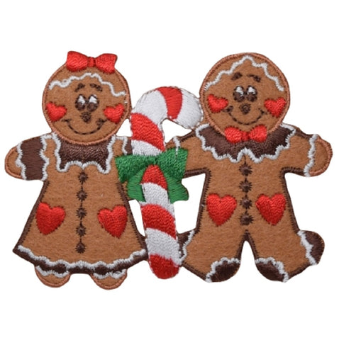 Christmas Applique Patch - Gingerbread Man, Woman, Candy Cane 3.25" (Iron on) - Patch Parlor