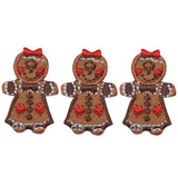 Mini Gingerbread Girl Applique Patch - Christmas Cookie 1.25" (3-Pack, Iron on) - Patch Parlor