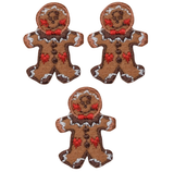 Mini Gingerbread Man Applique Patch - Christmas Cookie 1.25" (3-Pack, Iron on) - Patch Parlor