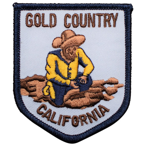 Gold Country California Patch - Placer Miner, Panning for Gold 3-1/8" (Iron on) - Patch Parlor