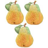 three yellow and green pear patches on a white background