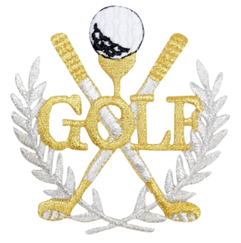 Golf Applique Patch - Gold/Silver, Links, Golfing Badge 3.5" (Iron on) - Patch Parlor
