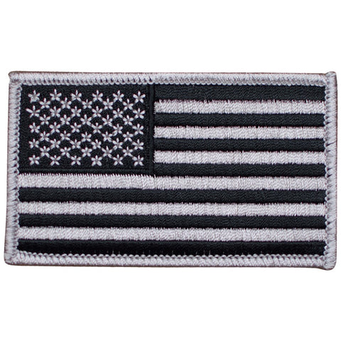American Flag Patch - Gray/Black, United States, USA 3-3/8" (Iron on) - Patch Parlor