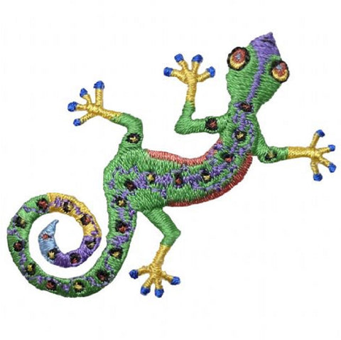 Medium Green Gecko Applique Patch - Lizard Reptile Badge 2.5" (Iron on)