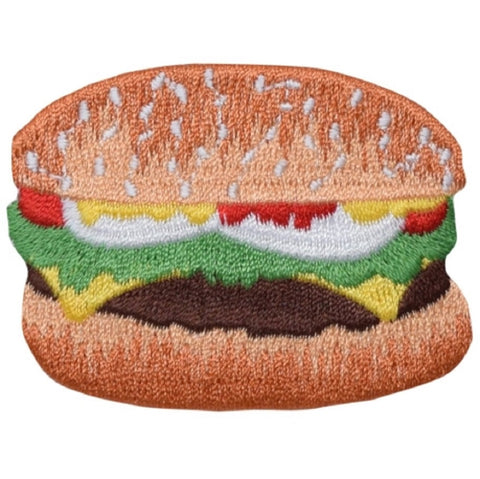 Cheeseburger Applique Patch - Hamburger, Cheese, Bun 2-3/8" (Iron on) - Patch Parlor