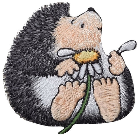 Hedgehog Applique Patch - Flower, Daisy Badge 2.25" (Iron on) - Patch Parlor