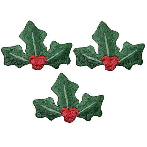 Christmas Holly Applique Patch - Red Berries 1.75" (3-Pack, Iron on) - Patch Parlor