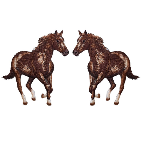 Horse Applique Patch Set - Animal, Cowboy Western Badge 2.75" (2-Pack, Iron on)