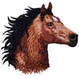 Embroidered horse head patch facing to the right.