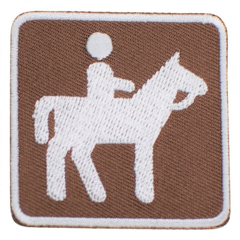 Horseback Riding Applique Patch - Park Sign Recreational Activity 2" (Iron on) - Patch Parlor