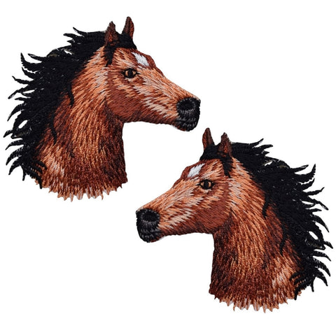 Horse Head Applique Patch Set - Equestrian Western Badge 2.25" (2-Pack, Iron on) - Patch Parlor