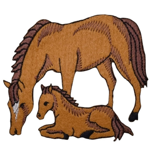 Felt Horse Applique Patch - Mare, Colt Animal Badge 3-1/8" (Iron on) - Patch Parlor