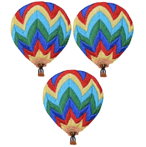 Hot Air Balloon Applique Patch - Chevron Stripes 2" (3-Pack, Iron On) - Patch Parlor