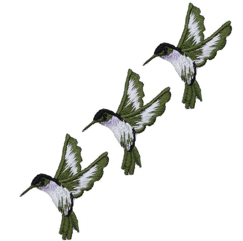 Mini Hummingbird Applique Patch - Violet/Green Bird 1-3/4" (3-Pack, Iron on) - Patch Parlor