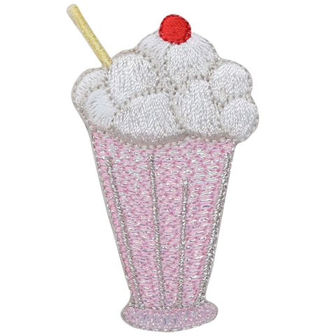 Ice Cream Sundae Applique Patch - Whipped Cream, Cherry 2.5" (Iron on) - Patch Parlor