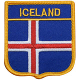Icelandic flag patch on a white background