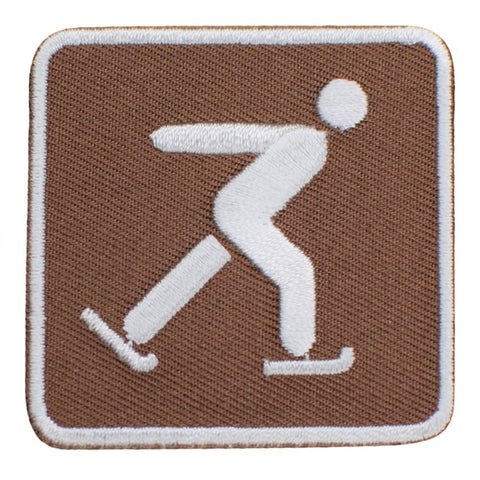 Ice Skating Applique Patch - Park Sign Recreational Activity 2" (Iron on) - Patch Parlor