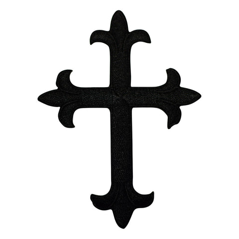 Cross Applique Patch - Black, Christian, Jesus Badge 4" (Iron on) - Patch Parlor
