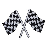Checkered Flags Applique Patch - Race Track, Racing Badge 3-1/8" (Iron on) - Patch Parlor