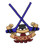 Hockey Applique Patch - Sticks, Puck, Sports Badge 3" (Iron on) - Patch Parlor
