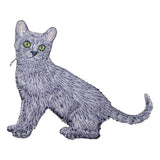 Kitty Cat Applique Patch - Gray Feline Kitten Badge 3" (Iron on) - Patch Parlor