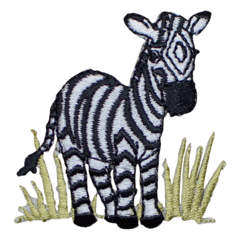 Zebra Applique Patch - Grass, Animal Badge 1-7/8" (Iron on) - Patch Parlor