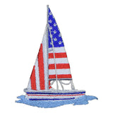 Sailboat Applique Patch - USA United States Sailing Boat Badge 2-7/8" (Iron on) - Patch Parlor