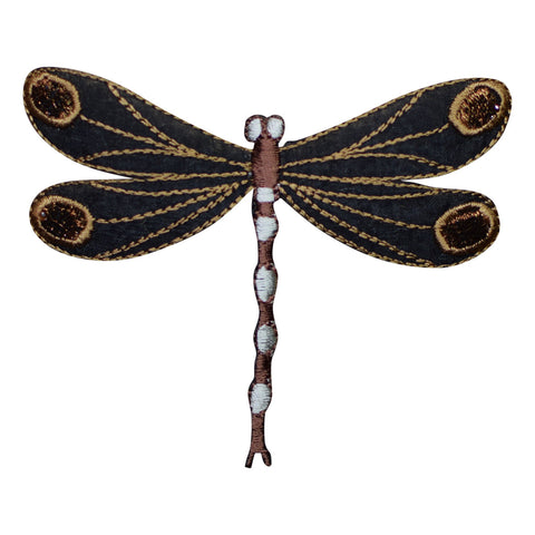 Dragonfly Applique Patch - Brown Insect Bug Badge 3.25" (Iron on) - Patch Parlor