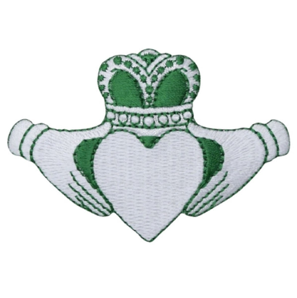 Irish Claddagh Applique Patch - Embroidered Green & White Badge 3