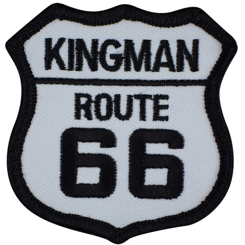 Kingman Arizona Patch - Route 66 AZ Sign, Black & White Badge 2.5" (Iron on)