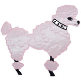 Large Poodle Applique Patch - Pink Dog Facing Right, Sock Hop 6" (Iron on) - Patch Parlor