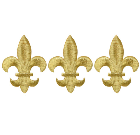 Fleur De Lis Applique Patch - Metallic Gold, Saints 1.75" (3-Pack, Iron on) - Patch Parlor