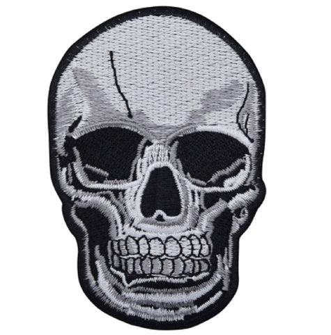 Human Skull Applique Patch - Homo Sapiens Head, Skeleton 3" (Iron on) - Patch Parlor