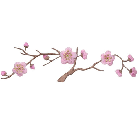 Cherry Tree Blossom Applique Patch - Branch Blooms Flowers Badge 5.75" (Iron on)